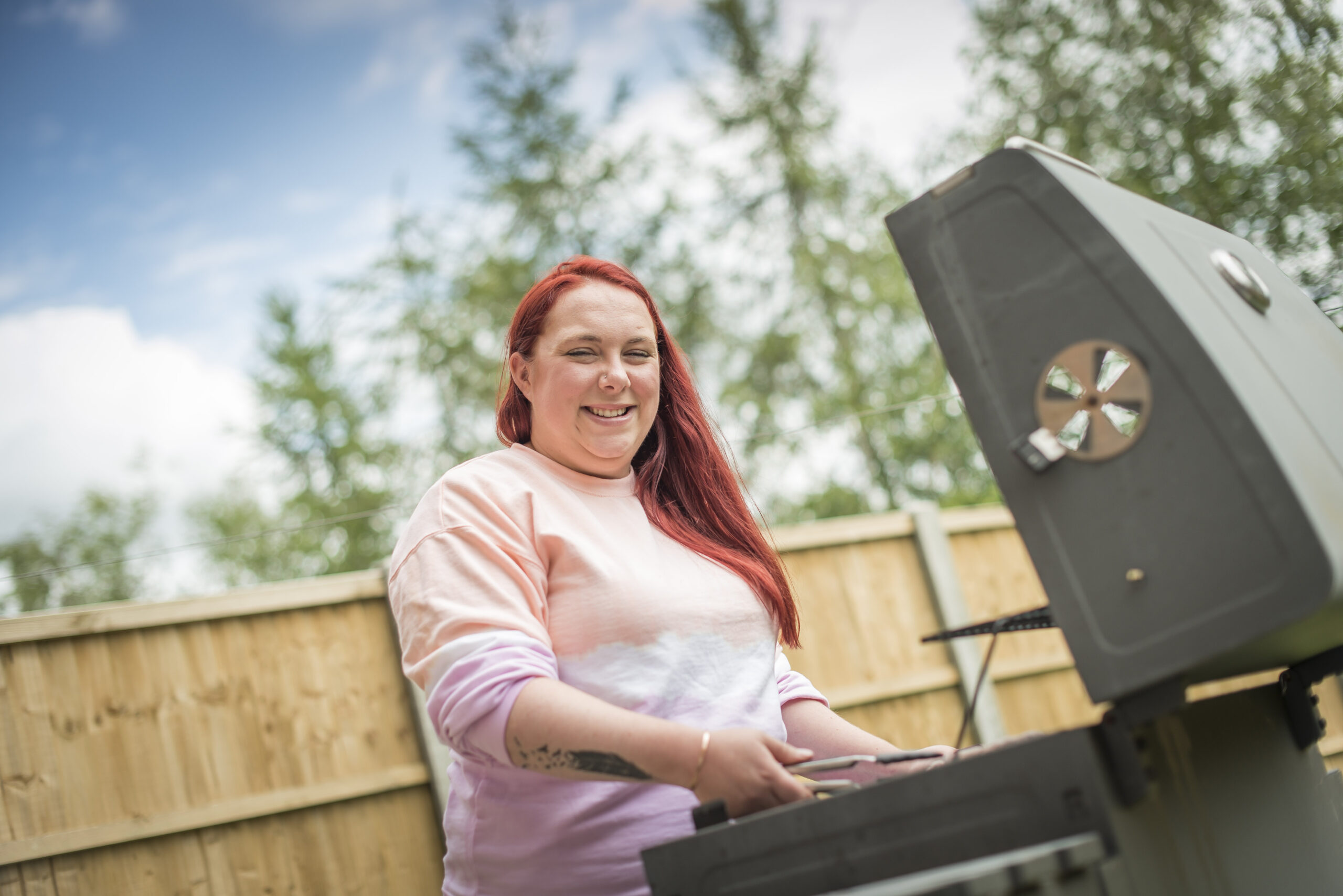 Zoe at a barbecue in her garden