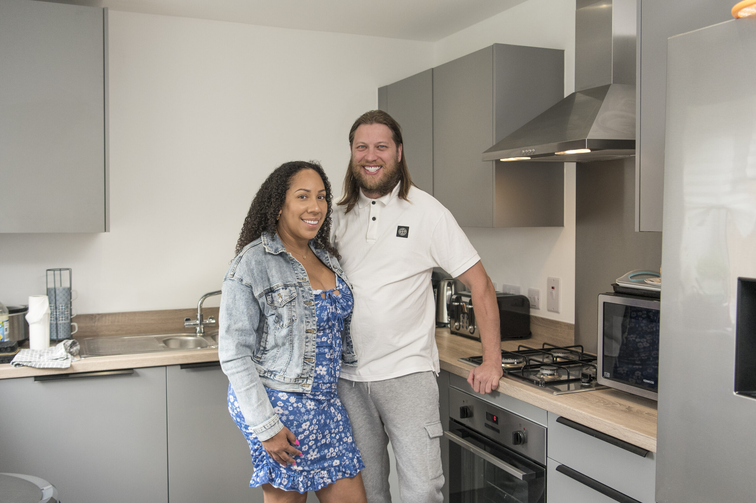 Kelly and Rhys in their kitchen