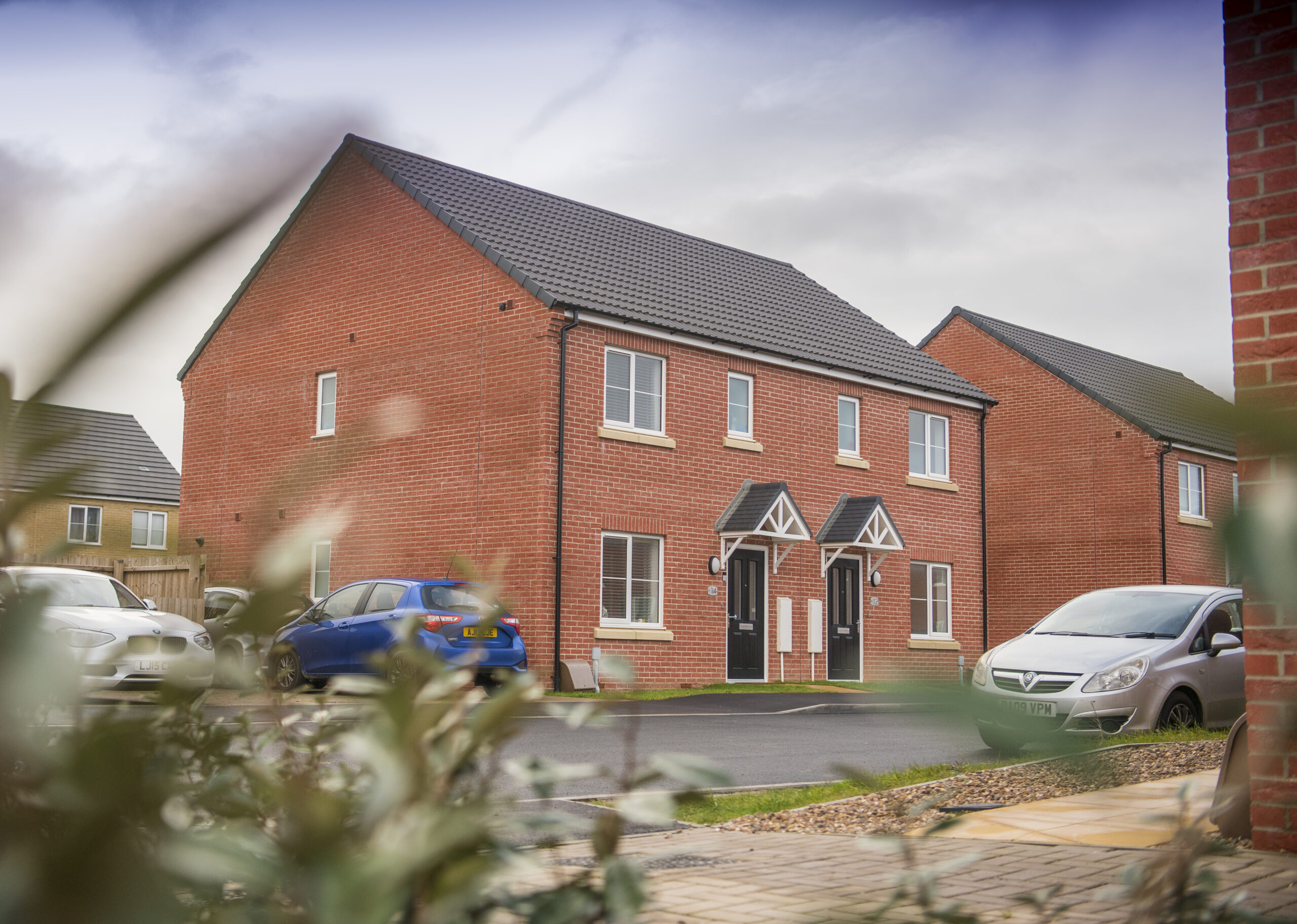 Red-brick semi-detached houses at the development