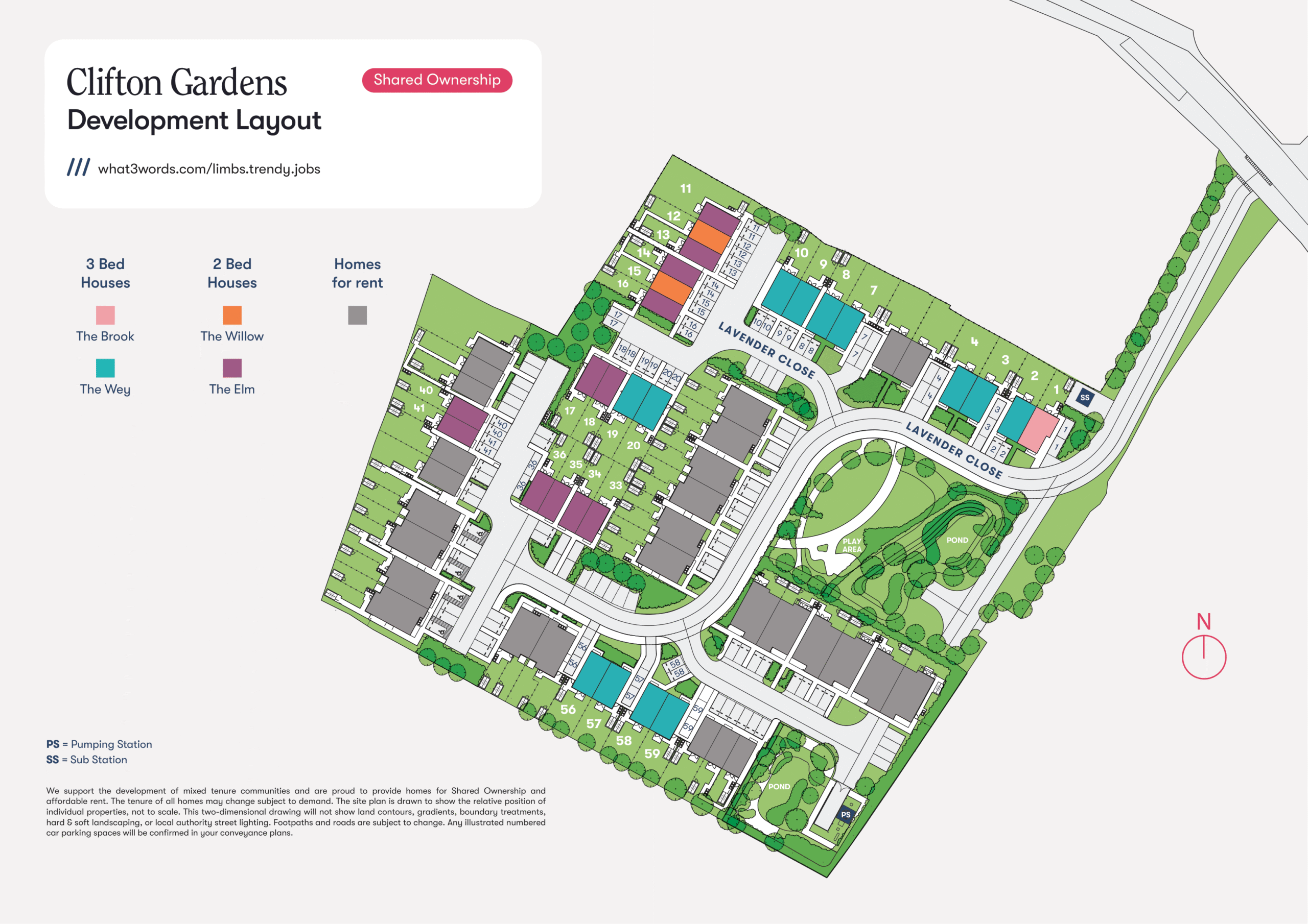 Site plan for Clifton Gardens, Addlestone